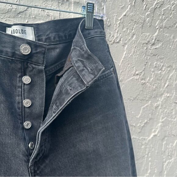 AGOLDE 90's Jeans Women 25 Distressed Straight Leg Button Fly Organic Cotton - Picture 4 of 9